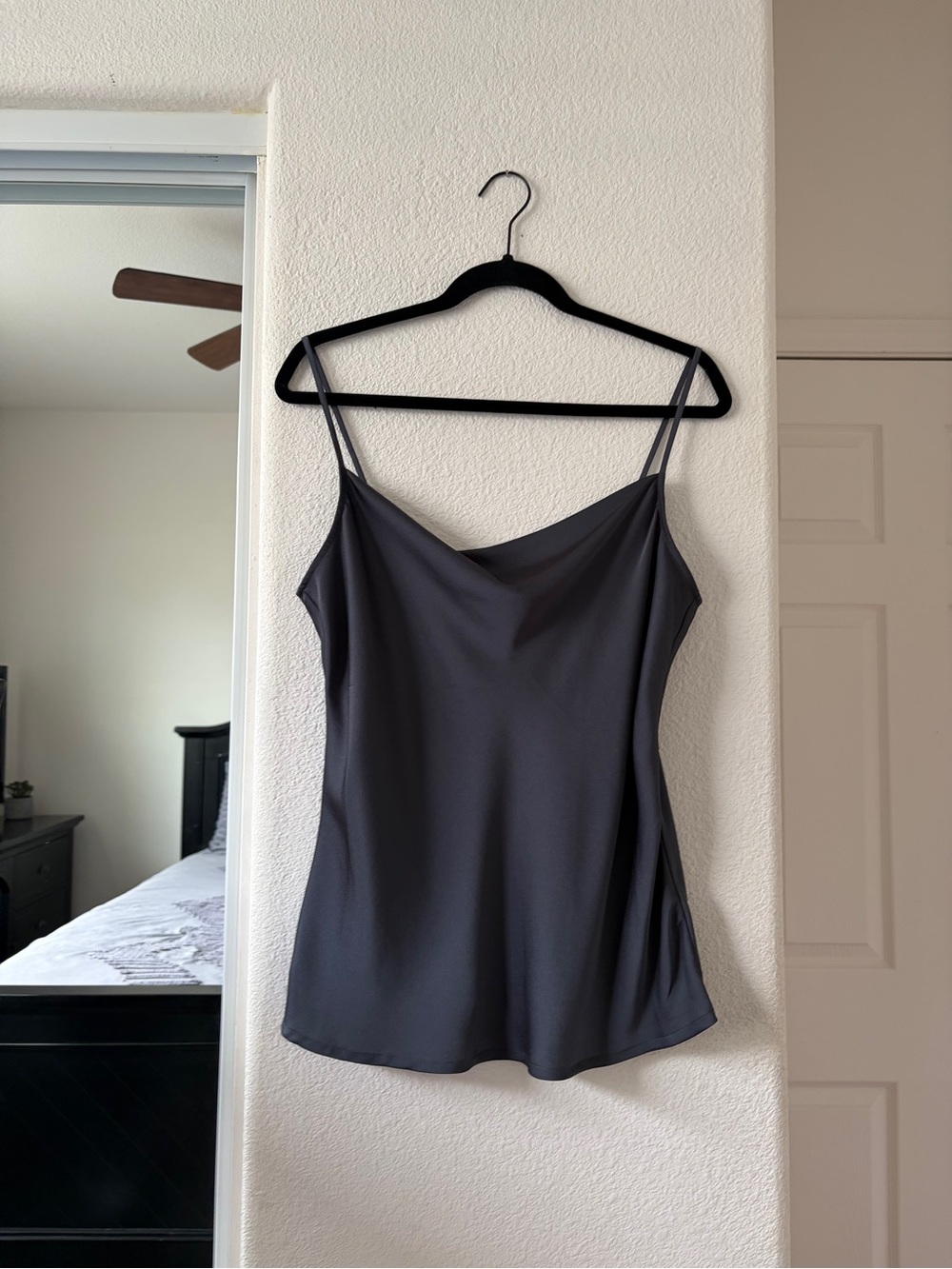 Express Satin Cowl Neck Camisole - Charcoal Gray
